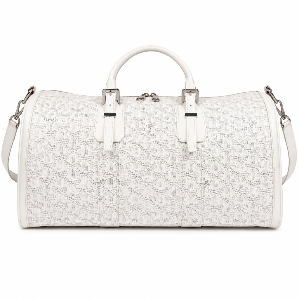 Goyard Boeing 55 Travel Bag – White Goyardine Canvas White Leather Silver Hardware