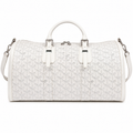 Goyard Boeing 55 Travel Bag – White Goyardine Canvas White Leather Silver Hardware