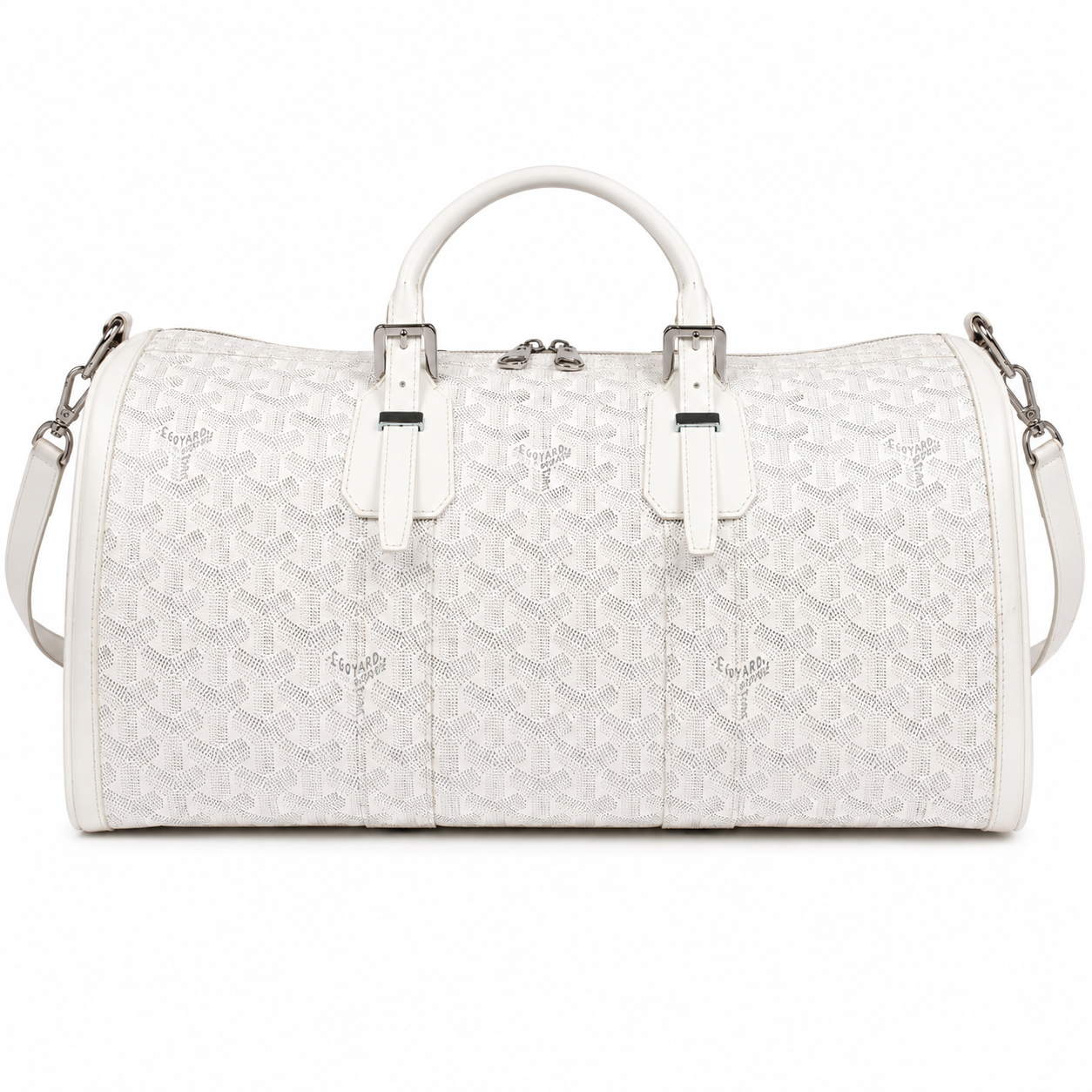 Goyard Boeing 55 Travel Bag – White Goyardine Canvas White Leather Silver Hardware
