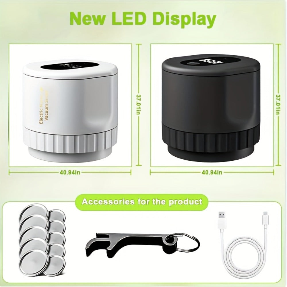 Vacuum Sealer Kit with Regular- and Wide-Mouth Adapters and Lid Accessories and Charging Cable