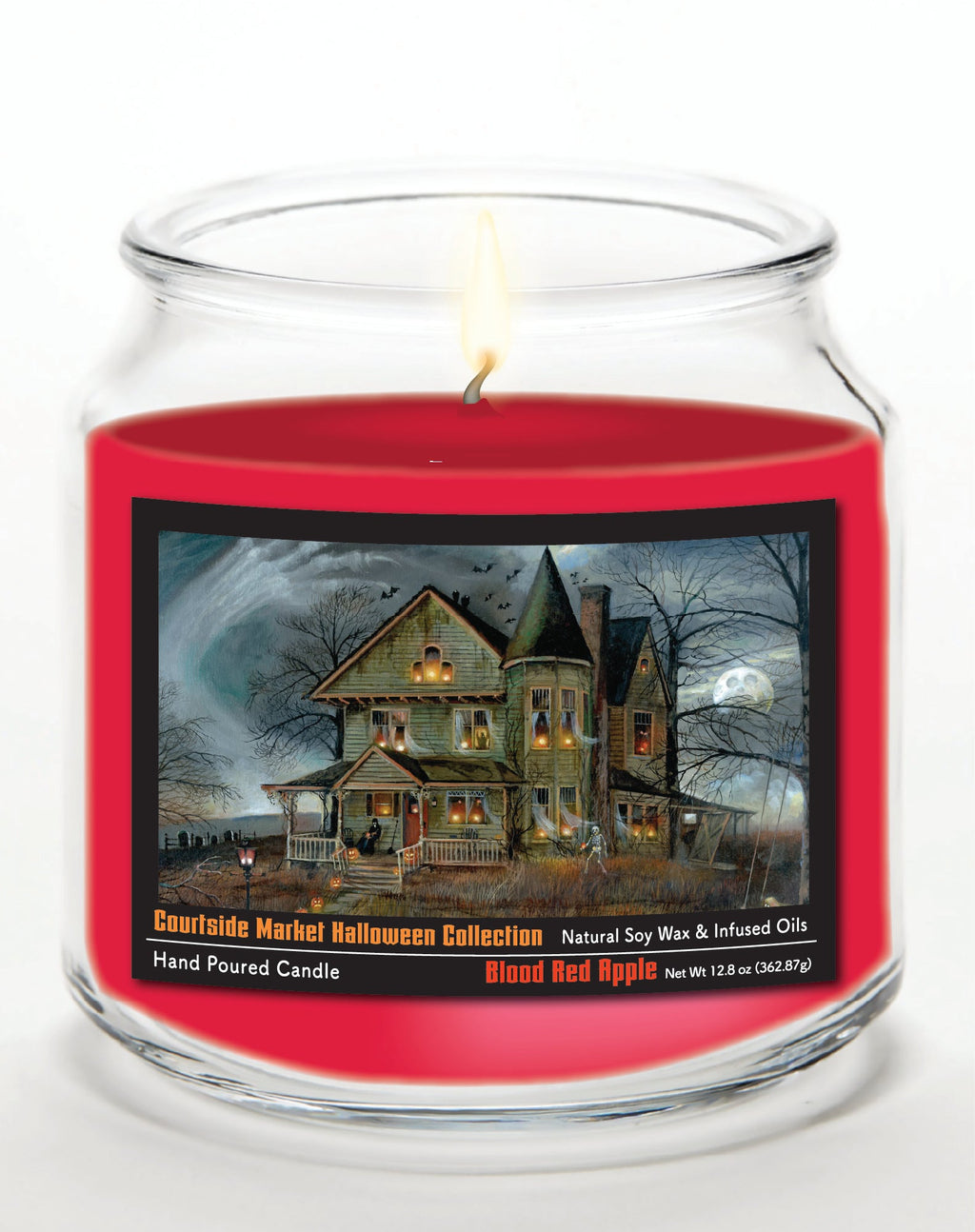 Haunted House 12.8 Oz Candle Glass Jar with Brushed Silver Metal Lid