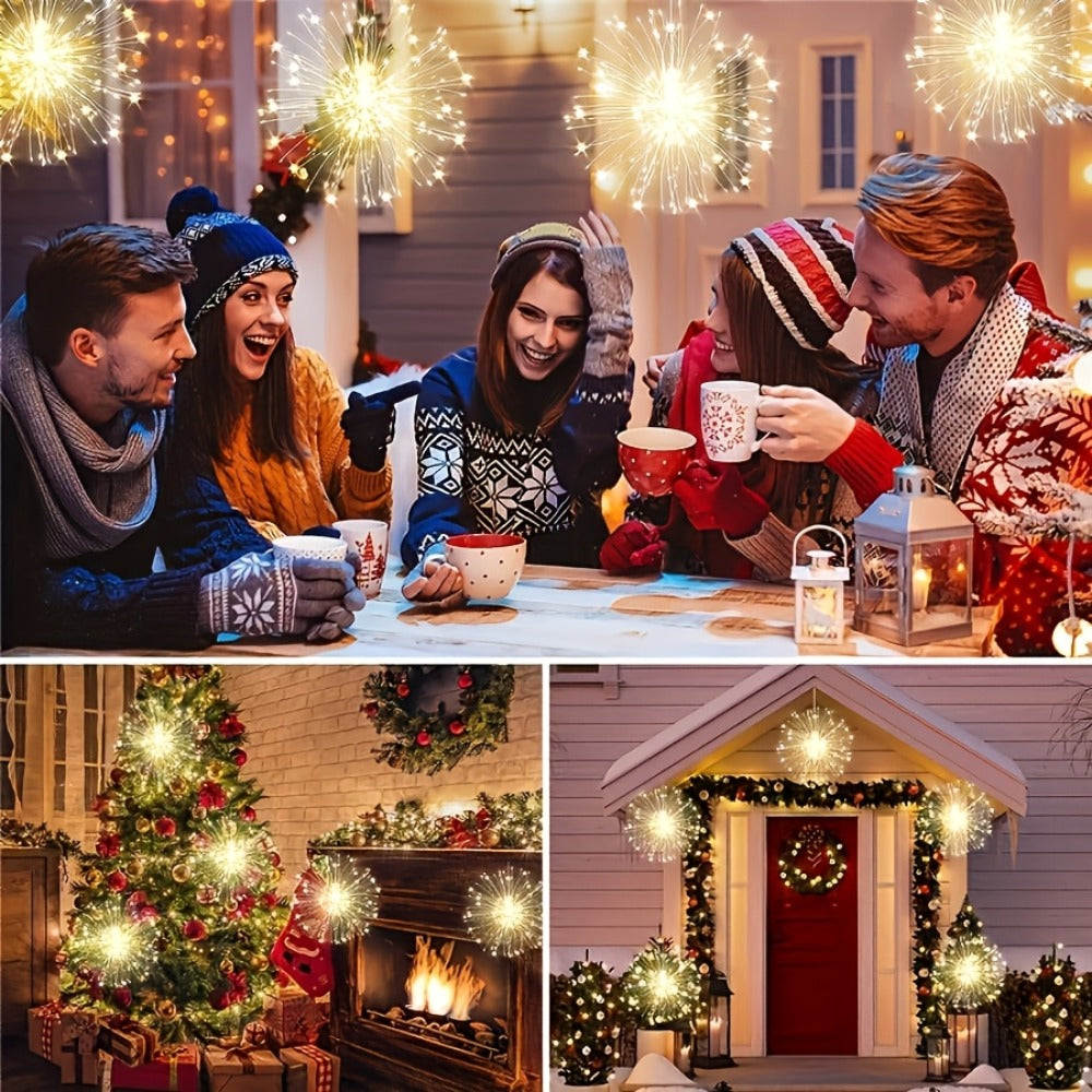 Solar Starburst Lantern Fairy Lights Outdoor 5 Pack 450 LED - Remote & Timer, 8 Modes, Adjustable Brightness