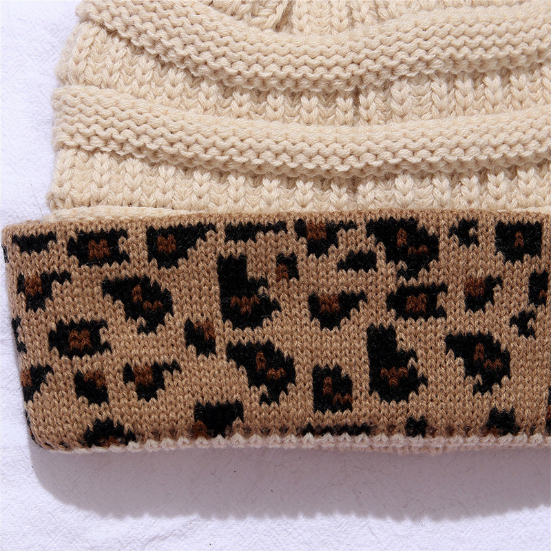 Trieber Leopard Print Cuffed Knit Beanie – Acrylic, One Size, 9 Colors