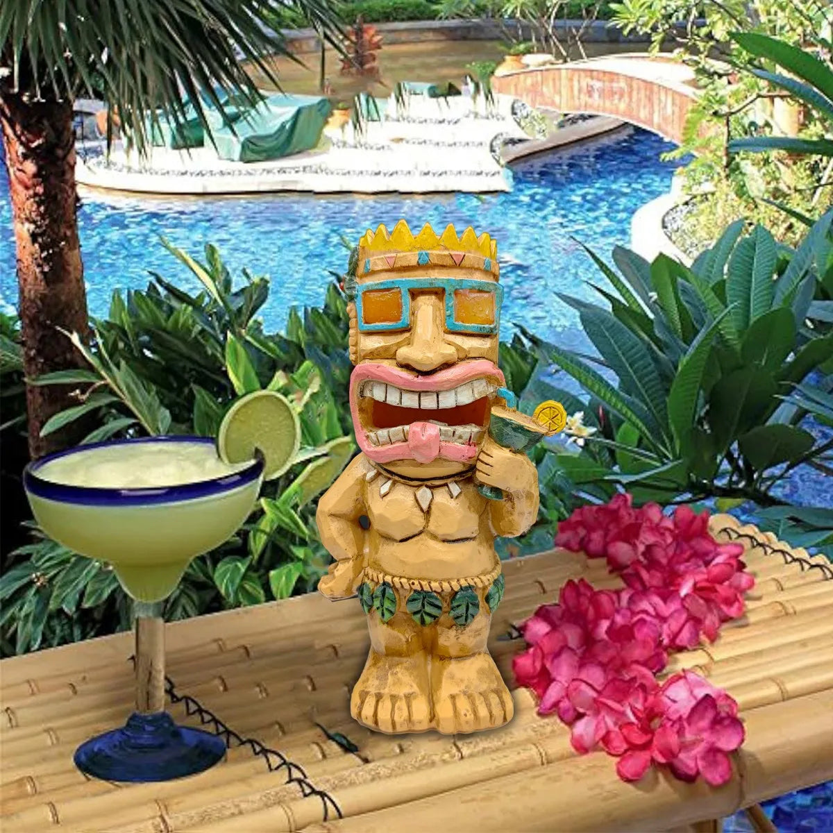 Hawaiian Tiki Man Solar LED Landscape Light