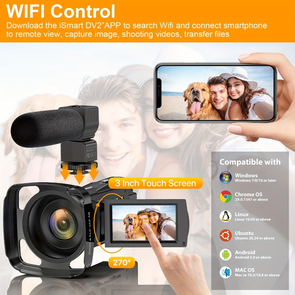 5K 30FPS Vlog Camera 48MP UHD WiFi with 16x Digital Zoom, IR Night Vision for an Everyday Personal Care Routine