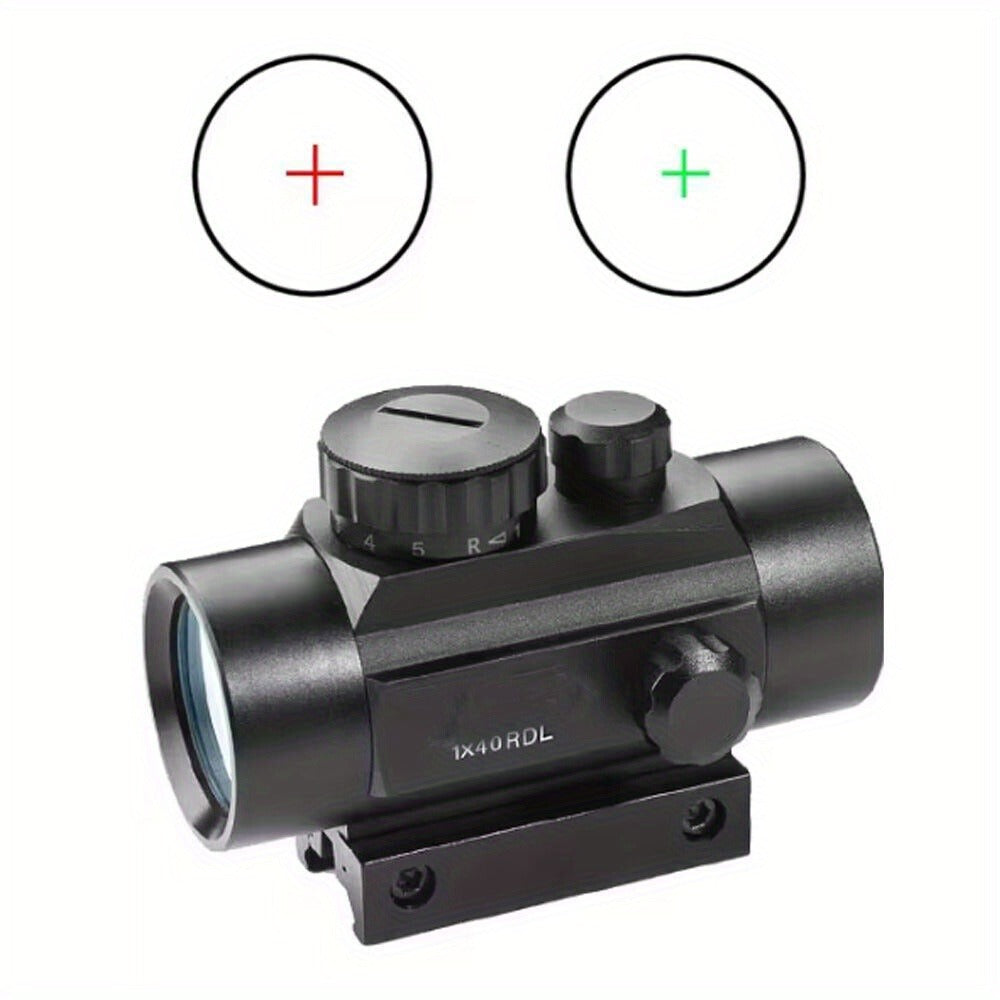 Red Green Dot Sight Scope 1x40 with Picatinny Rail Mount, 2 Reticle Types, Adjustable Brightness for Rifles