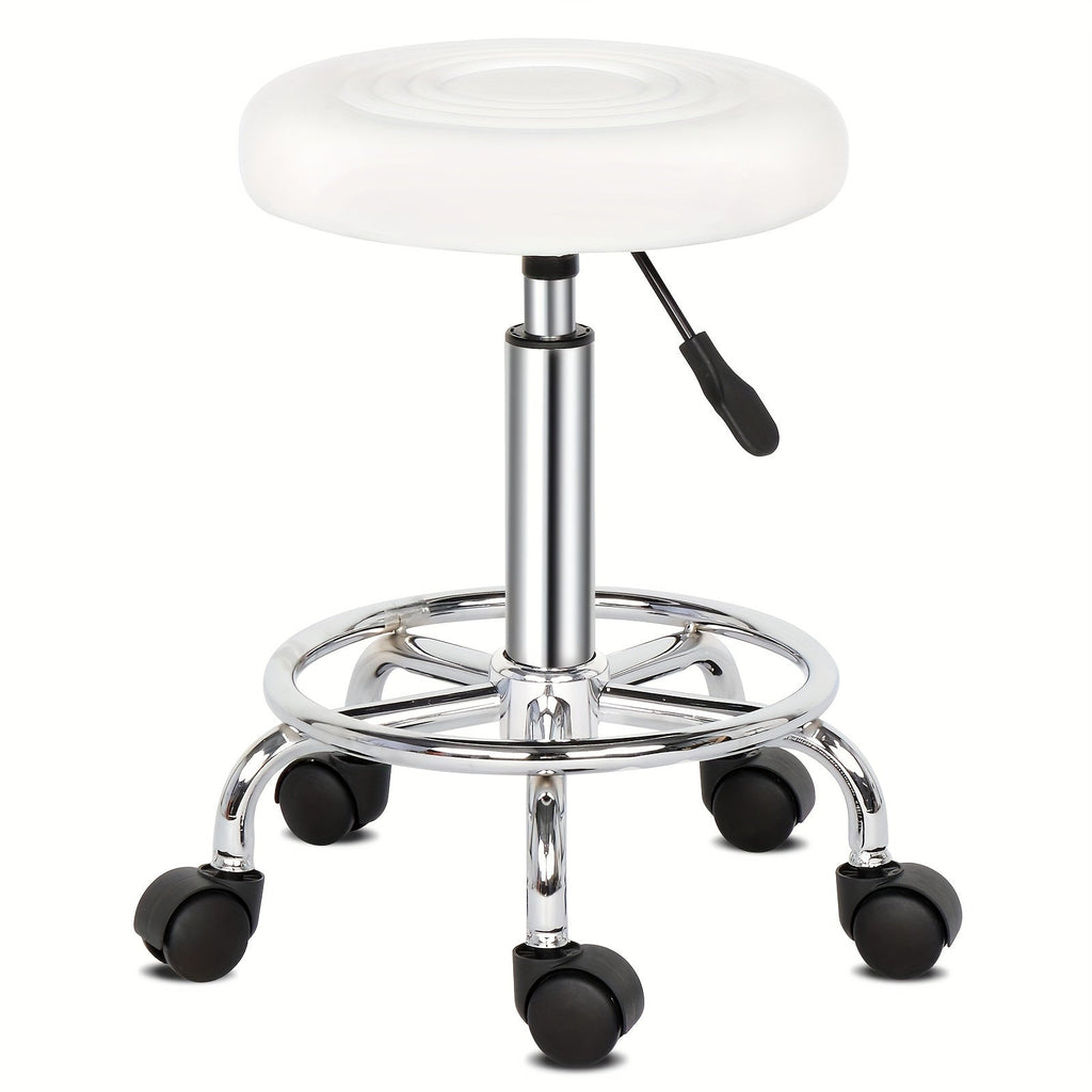 360 Swivel Bar Stool with Footrest Round Cushioned Sponge Seat Chrome Base Counter Stool Kitchen Island Home