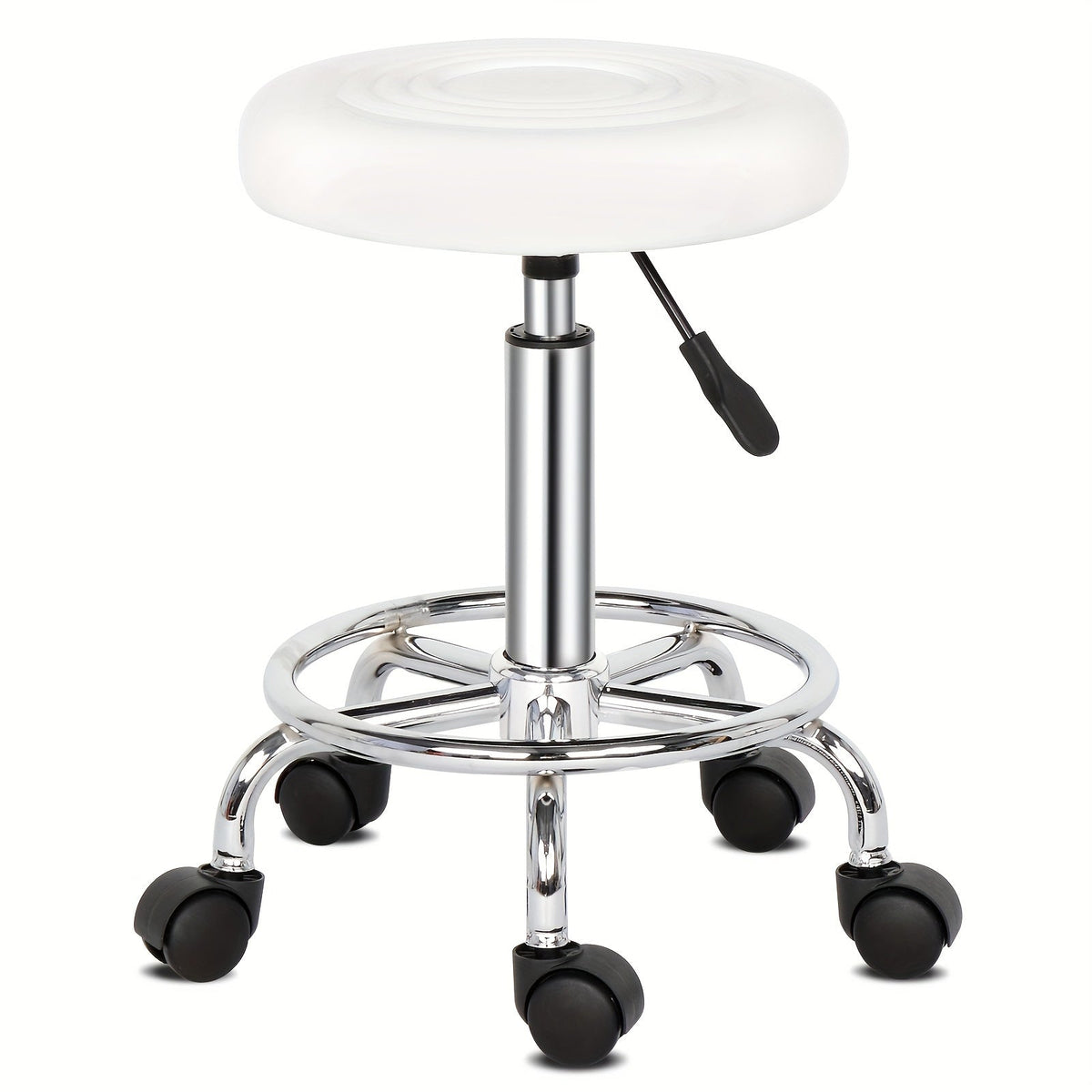 360 Swivel Bar Stool with Footrest Round Cushioned Sponge Seat Chrome Base Counter Stool Kitchen Island Home