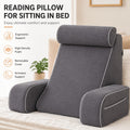 Reading Pillow for Adults Bed Rest Pillow with Arms 19 Inch Back Support Cushion Removable for Entryways, Bedrooms and Living Spaces
