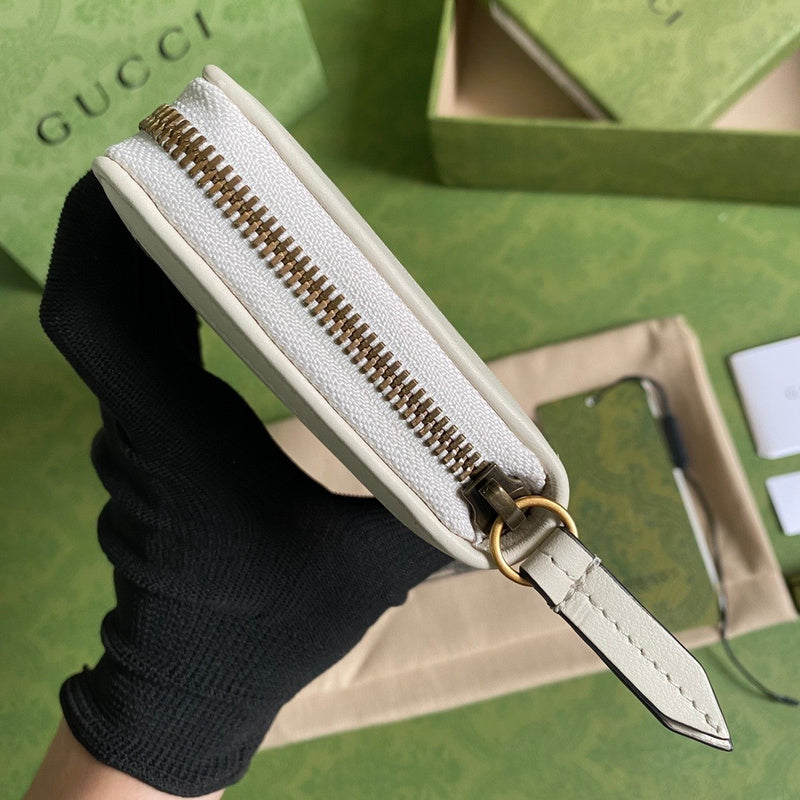 Gucci Diana Zip-Around Continental Wallet – White Leather Bamboo Double GG