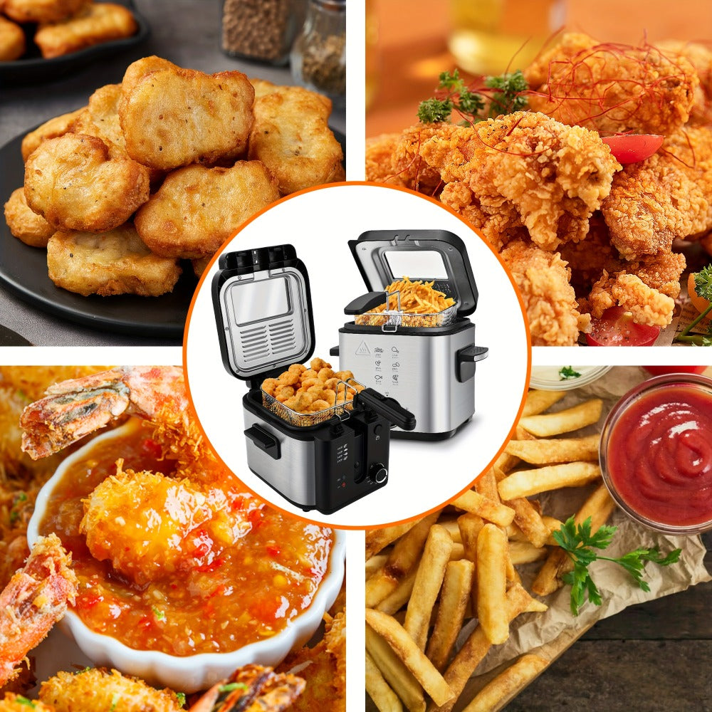 Deep Fryer, Electric 1500W Non-Stick Detachable Basket Adjustable Temperature Control for Home Cooking, Dining and Outdoor Meals