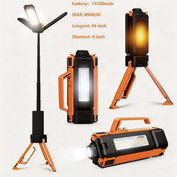 Camping Lantern with Rechargeable USB Power and Tripod Stand, LED Work Light Featuring Ten Lighting Modes