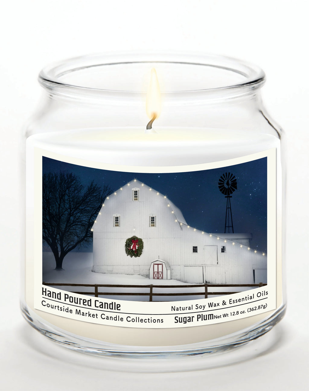 Christmas Night 12.8 Oz Candle Glass Jar with Brushed Silver Metal Lid