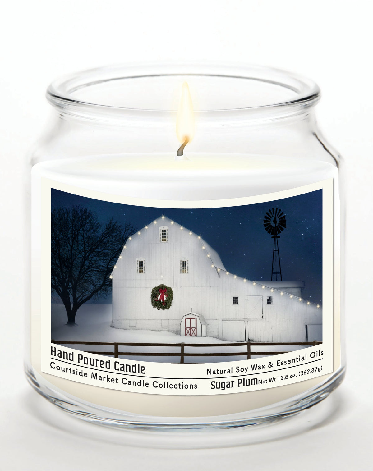 Christmas Night 12.8 Oz Candle Glass Jar with Brushed Silver Metal Lid