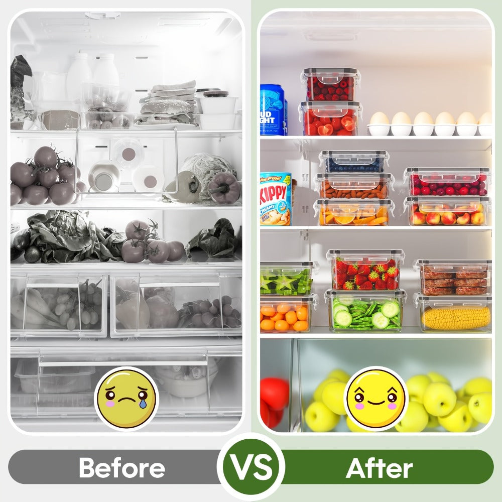 Food Storage Containers, Airtight Stackable Plastic Meal Prep Boxes with Leak-Proof Lids and Pantry Labels