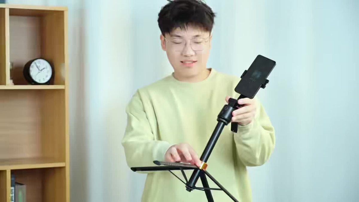 70-Inch Tracking Selfie Stick Tripod with Two Fill Lights, Floor Base, Remote and 1/4-Inch Mount