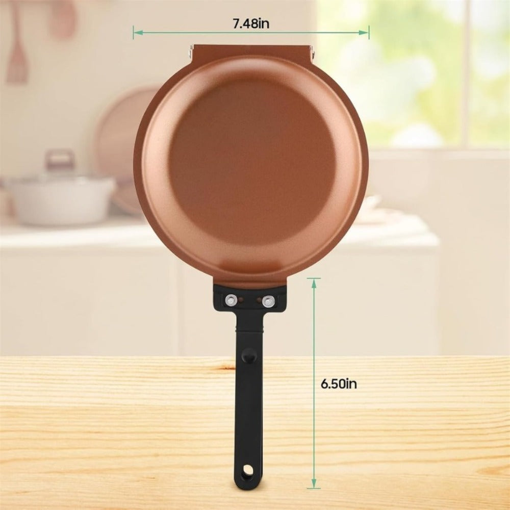 Pancake Pan Double Sided Non-Stick Reversible Folding Breakfast Frying Pan Pancake Maker for Home Cooking, Dining and Outdoor Meals