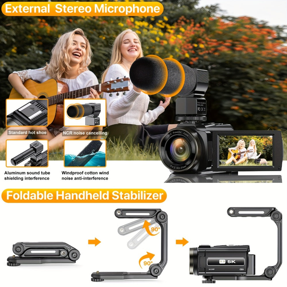 5K 30FPS Vlog Camera 48MP UHD WiFi with 16x Digital Zoom, IR Night Vision for an Everyday Personal Care Routine