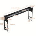 Expandable Stove Shelf Kitchen Organizer with 27.4-32.7-Inch Width, Adjustable Height and Utility Hooks