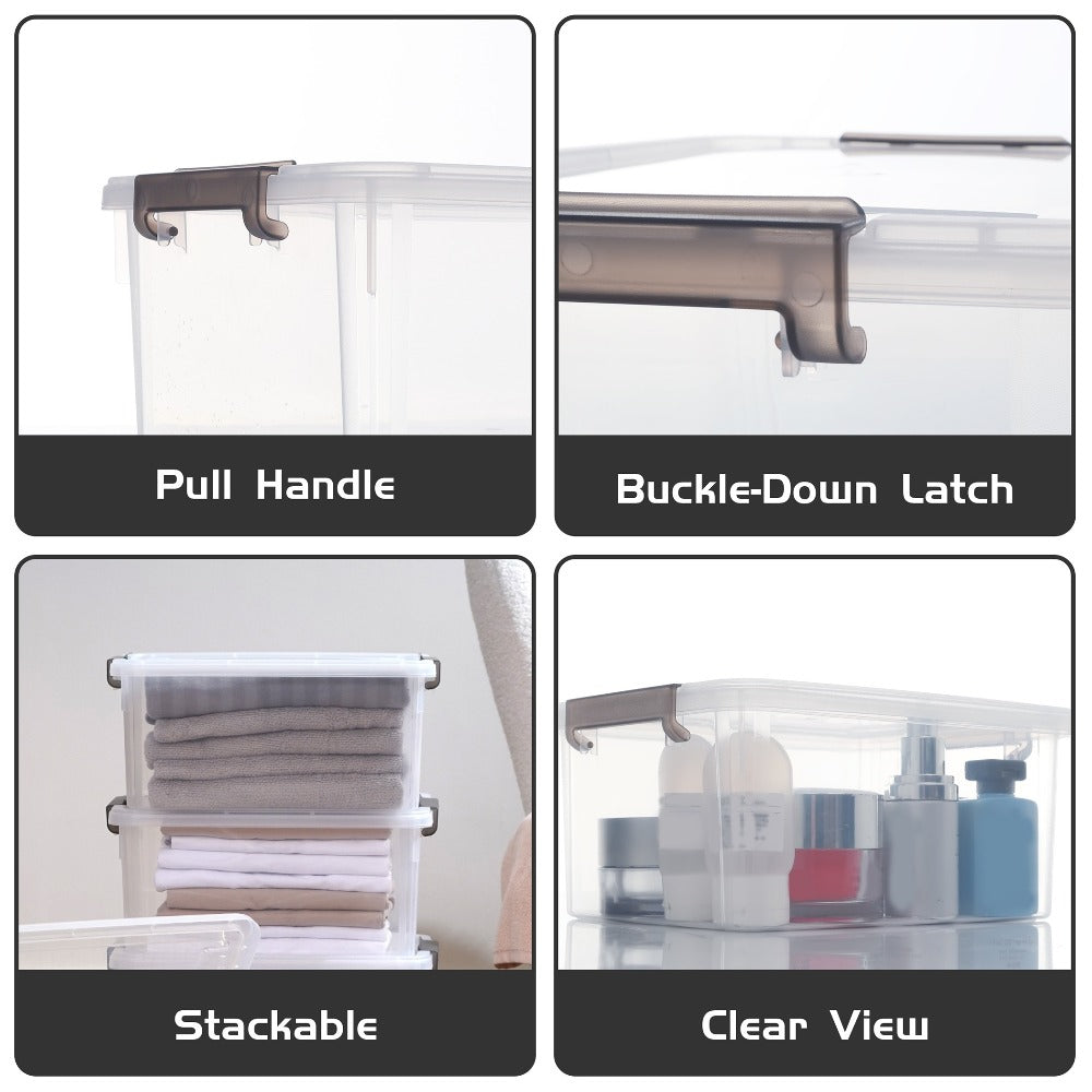 Plastic Storage Bins with Lids 4 Pack 17 Quart Stackable Clear Storage Containers for Home Cooking, Dining and Outdoor Meals