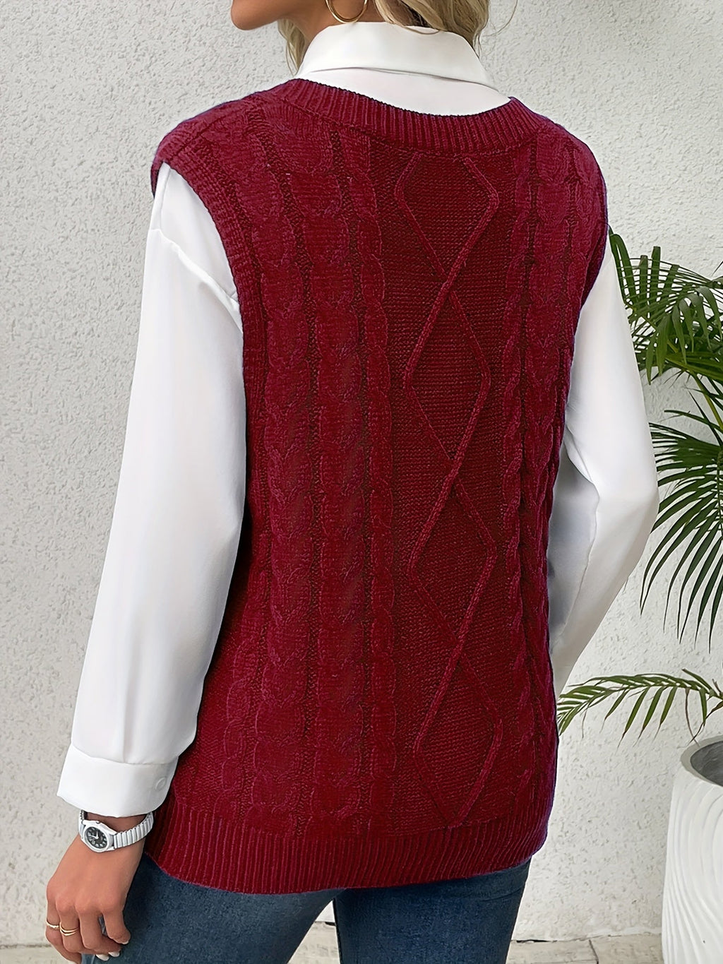 Colleen | Cable-Knit V-Neck Sweater Vest