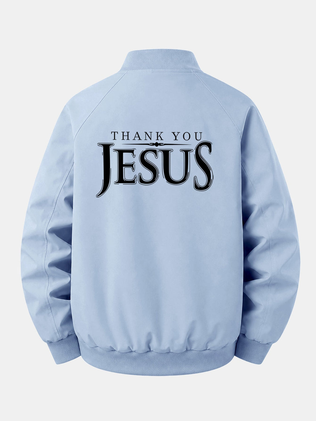 Relax Fit Jesus Print Zip-Up Bomber Jacket