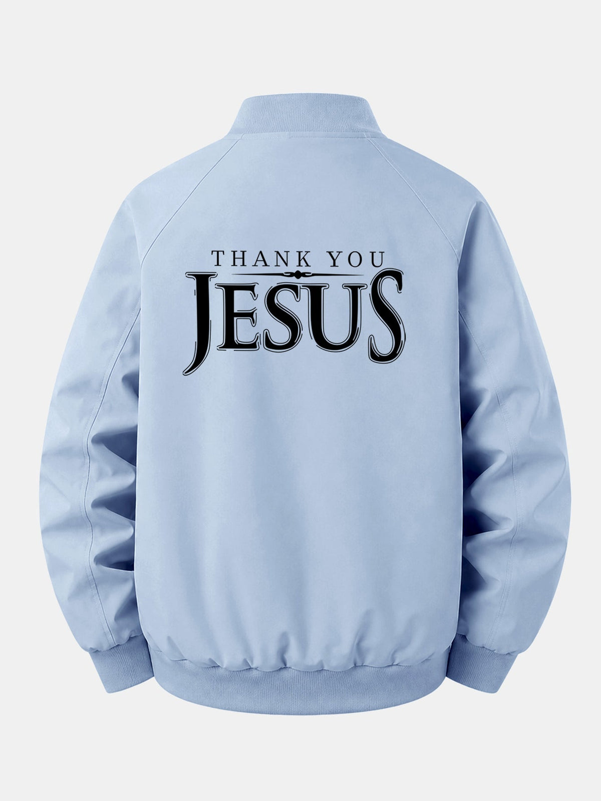 Relax Fit Jesus Print Zip-Up Bomber Jacket