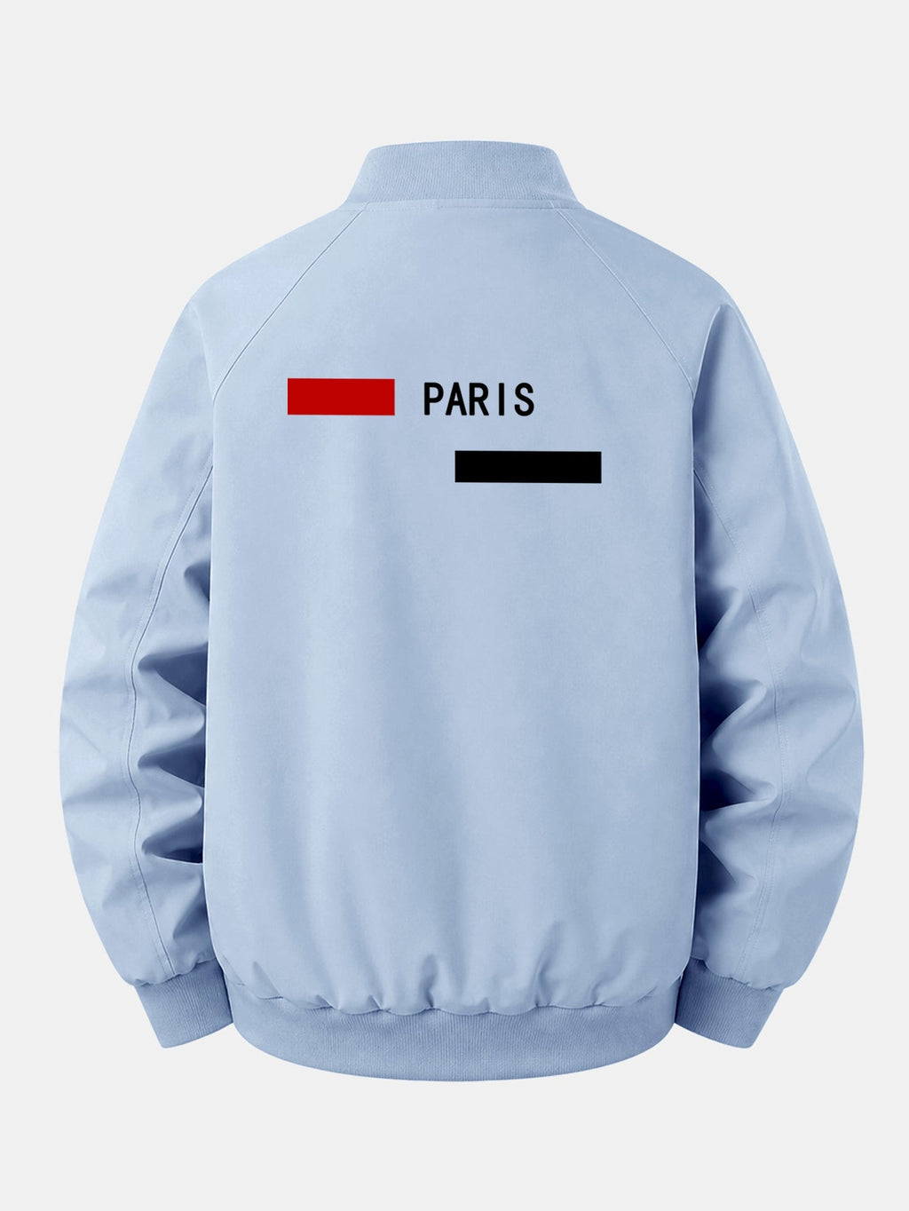 Relax Fit Paris Stripe Print Zip-Up Bomber Jacket