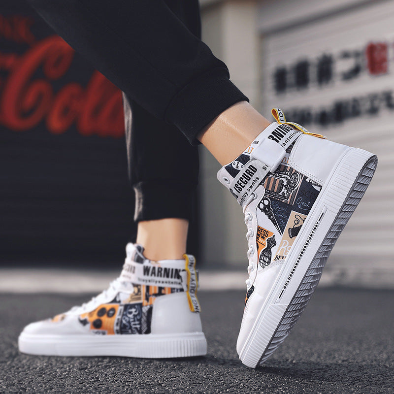 Men’s Black High-Top Trend Sneakers – Casual Sports Shoes