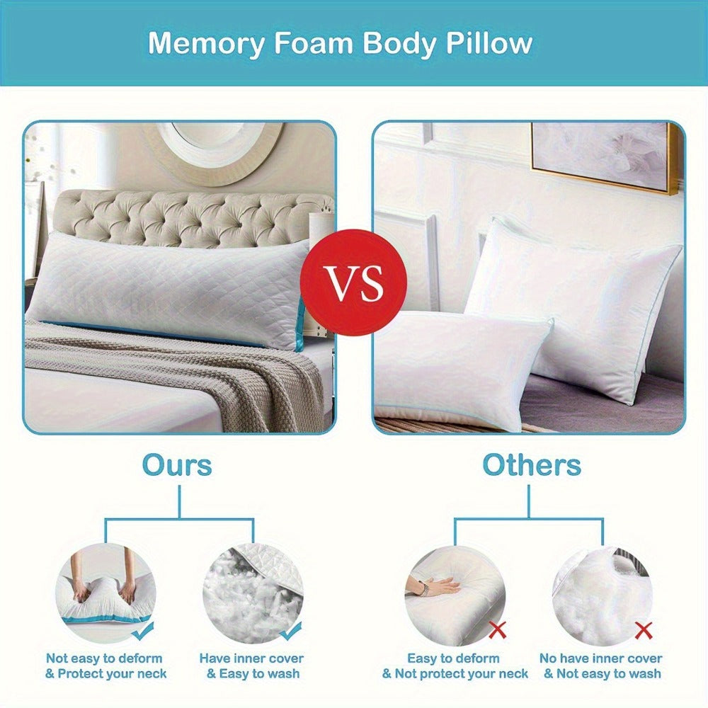 Body Pillow, Memory Foam for Side Sleepers 51 Inch, Firm Support Full for Adults Pregnancy