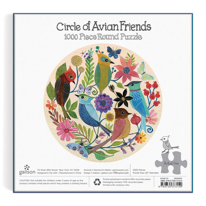 Galison Circle of Avian Friends Round Puzzle 1000pcs