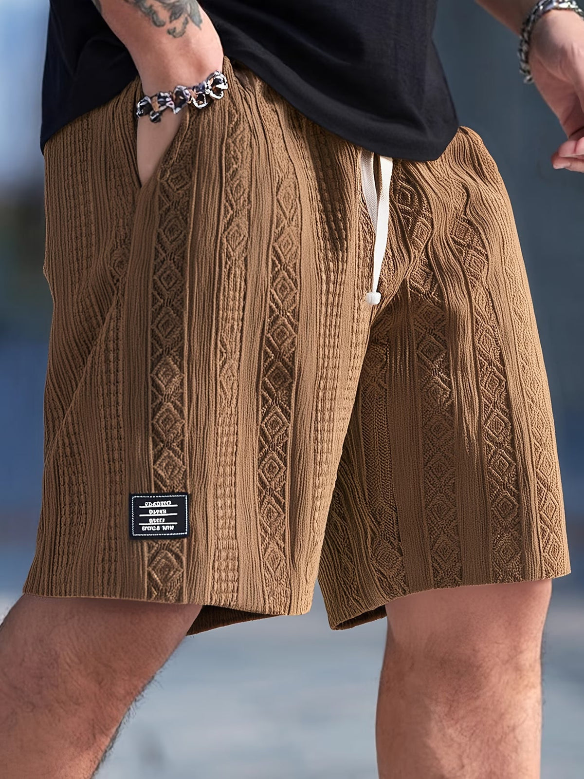 Conall | Klassische Shorts aus Strick mit geometrischem Muster und Kordelzug