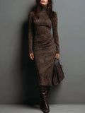 Maisie | Elegantes Kleid aus Wildleder mit hohem Ausschnitt