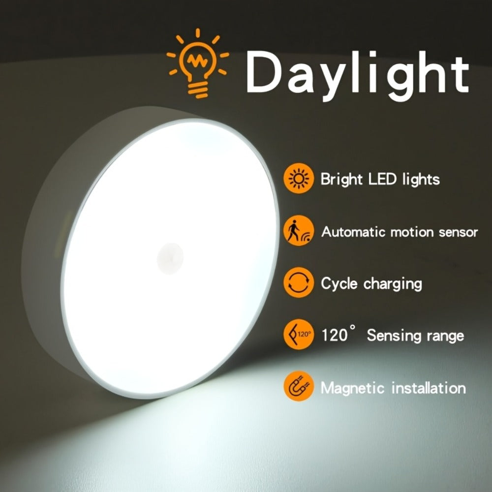 Motion Sensor Night Light, Wireless USB Rechargeable, Dimmable Wall Lamp Dual Mode PIR for Home Cooking