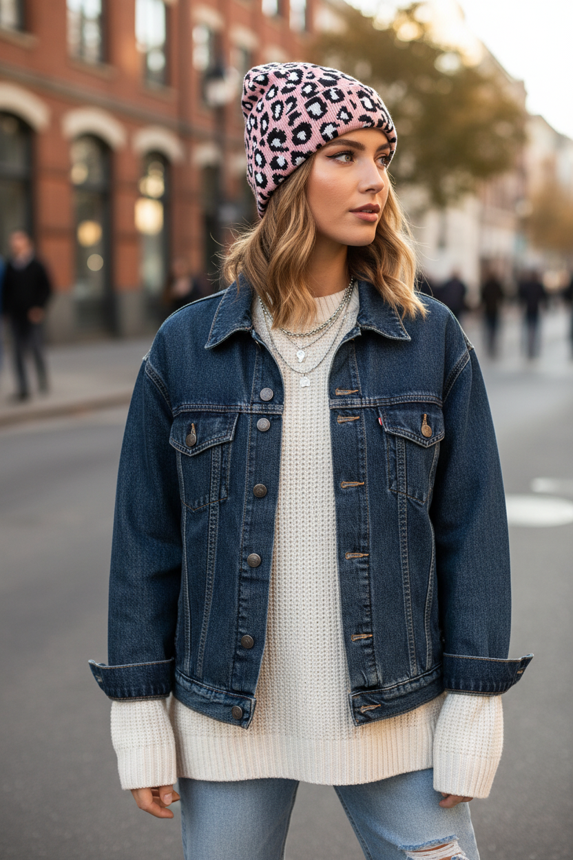 Mayberry Leopard Print Wool Knit Stocking Cap
