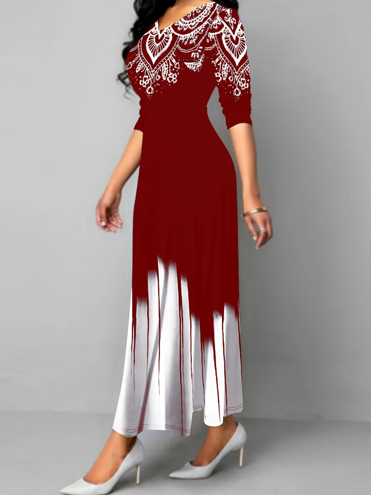 Rosalyn | Maxikleid in A-Linie mit kunstvollem Druck