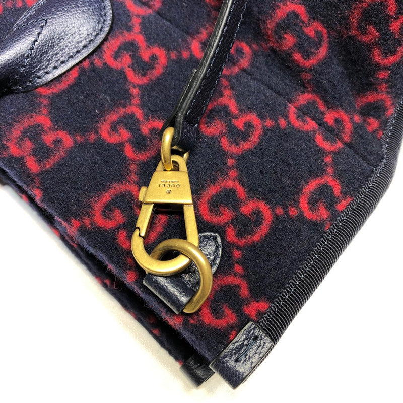 Gucci GG Wool Jacquard Large Tote Bag – Navy Blue & Red