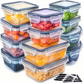 Food Storage Containers, Airtight Stackable Plastic Meal Prep Boxes with Leak-Proof Lids and Pantry Labels