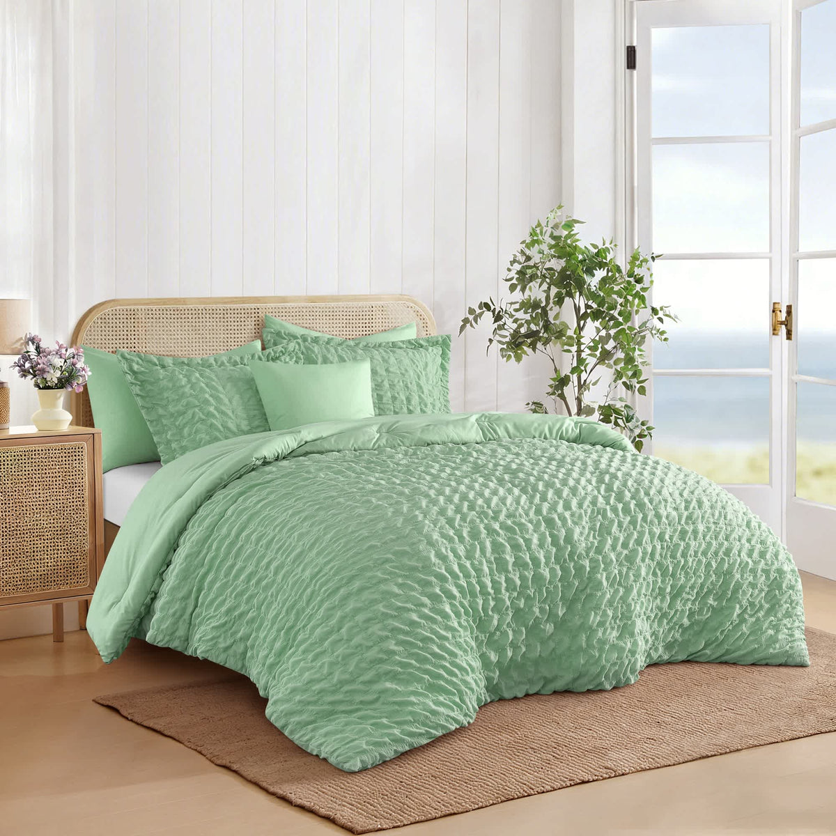 Nanshing Dolton Seersucker Microfiber Stiching 3 Piece Comforter Set