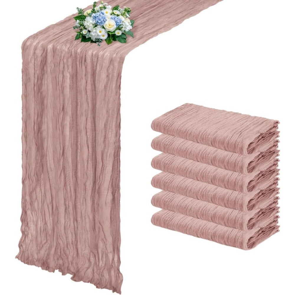 Cheesecloth Table Runner Set of Six Pieces at 21.7 x 72.8 Inches Each in Nine Colors for Dining and Events