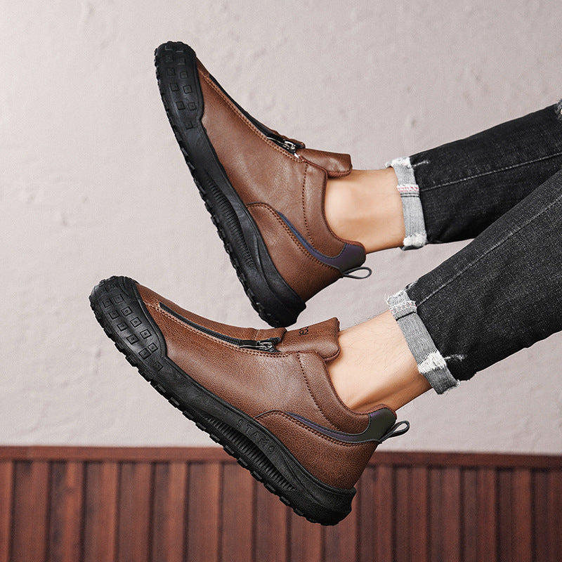 Men’s Low-Top Zipper Slip-On Board Shoes – Sporty & Casual Everyday Wear