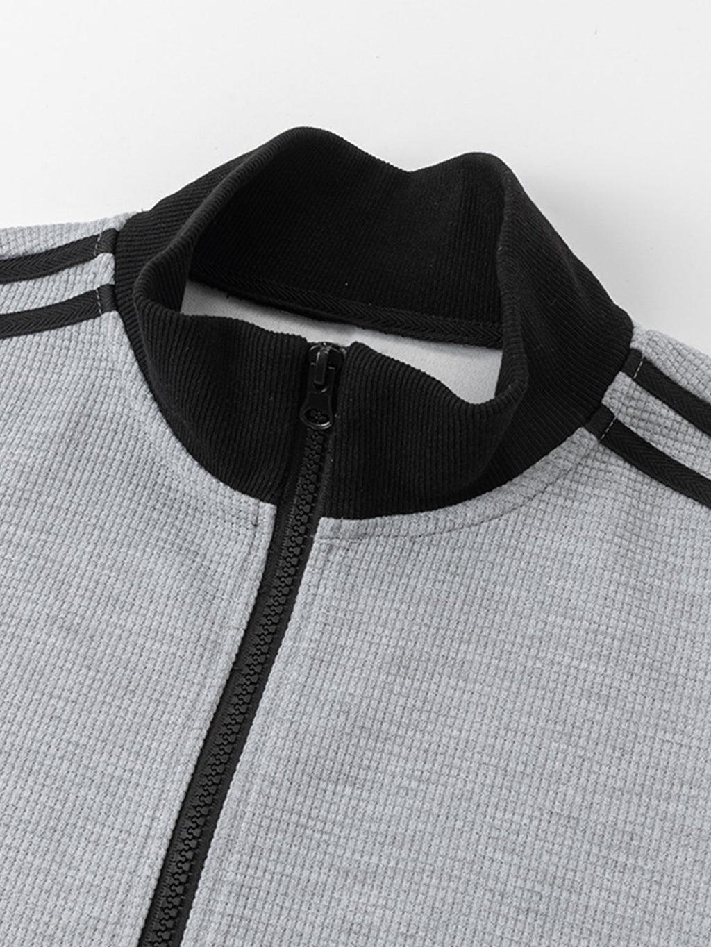 Vintage Waffle Knit Stripe Zip Up Jacket