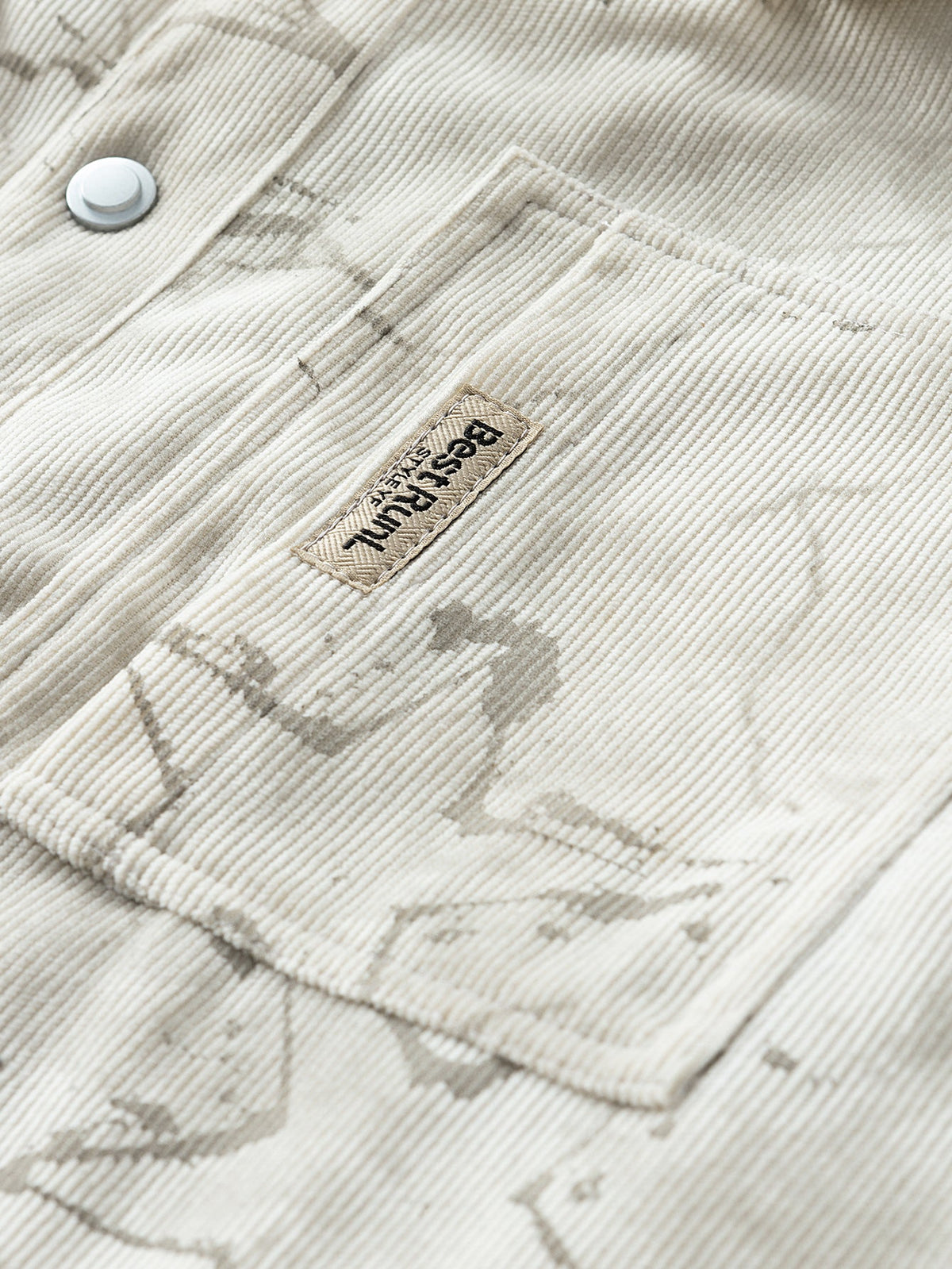 Teddy Lined Star Print Corduroy  Jacket