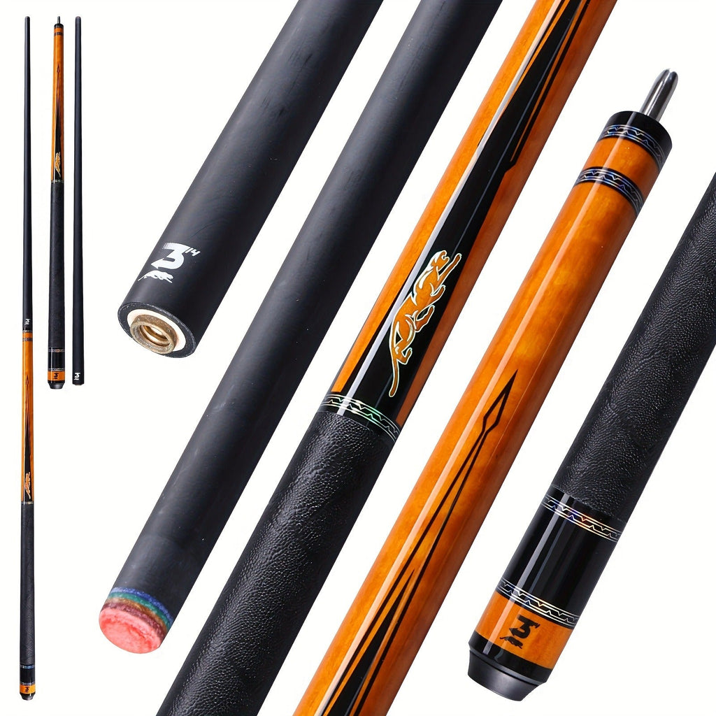 58-Inch Carbon Fiber Pool Cue with 12.5mm Tip, 3/8x8 Joint, Black Wrap and Four SP Graphic Designs