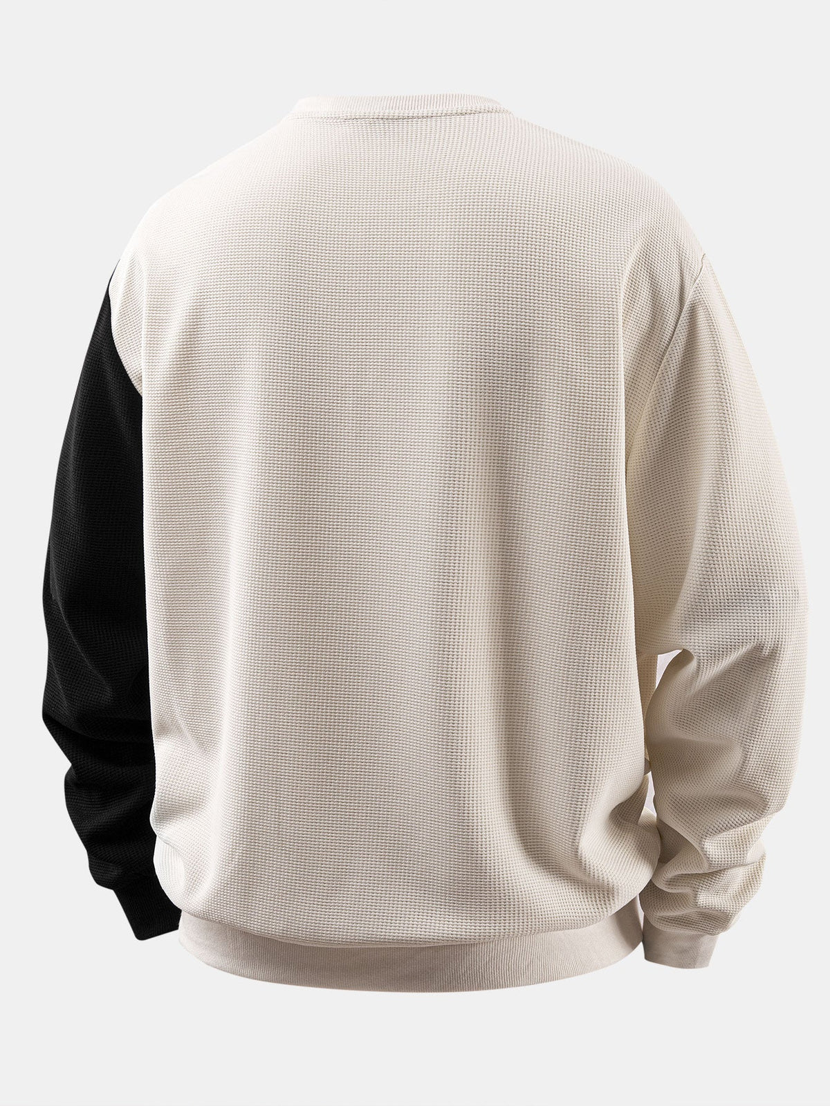 Color Block Crew Neck Waffle Sweatshirt