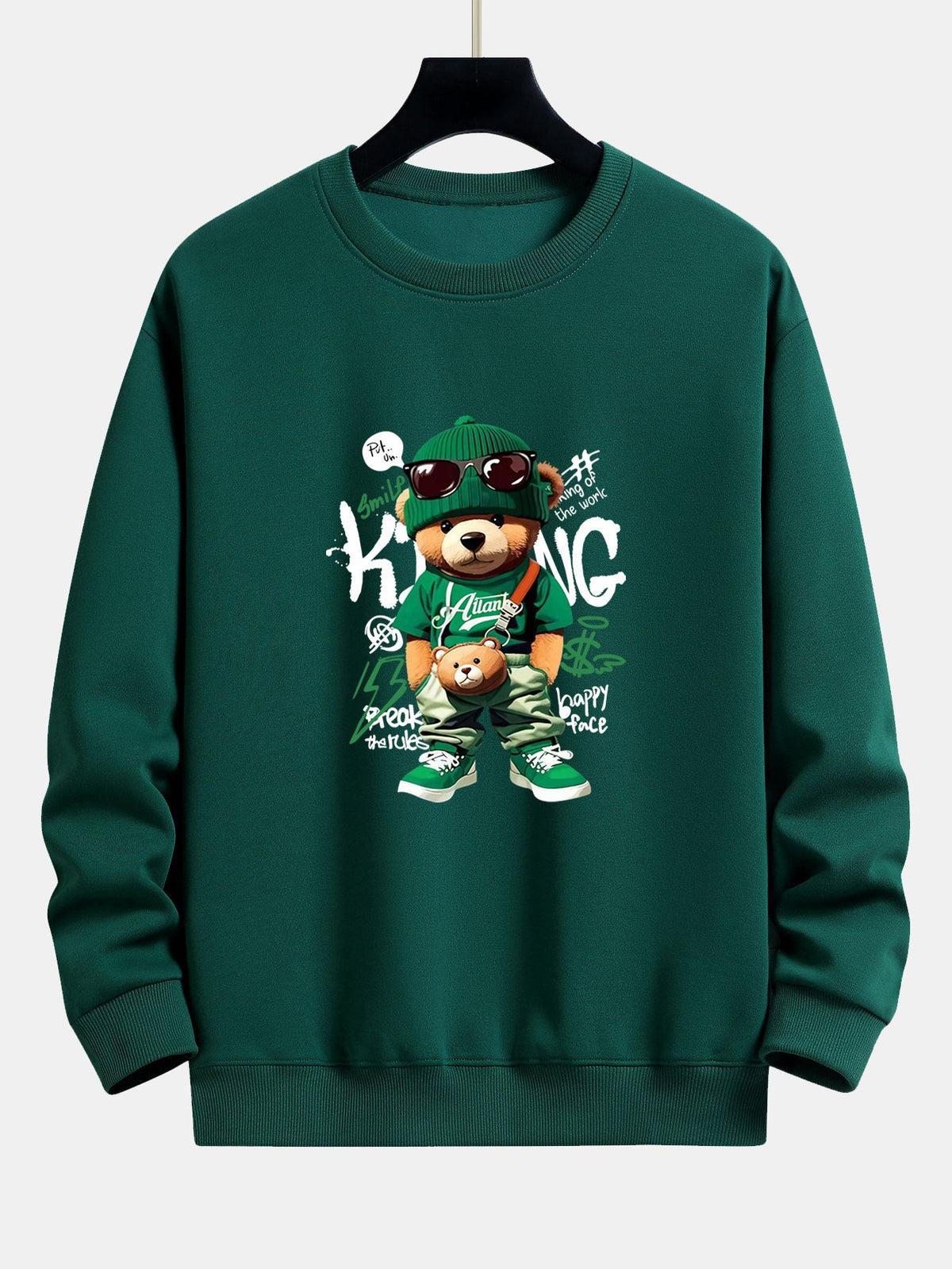 Graffiti Bear Print Relax Fit Sweatshirt