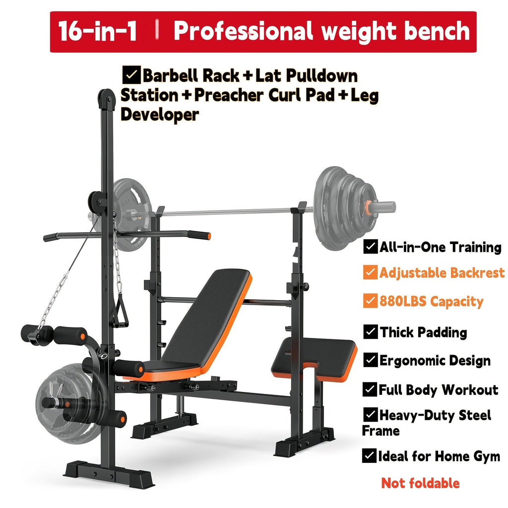 Adjustable Weight Bench in a Foldable 14-in-1 770lb Capacity Design for Full Body Strength Training at Home