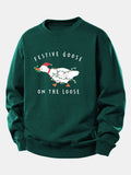 Christmas Goose Print Relax Fit Sweatshirt