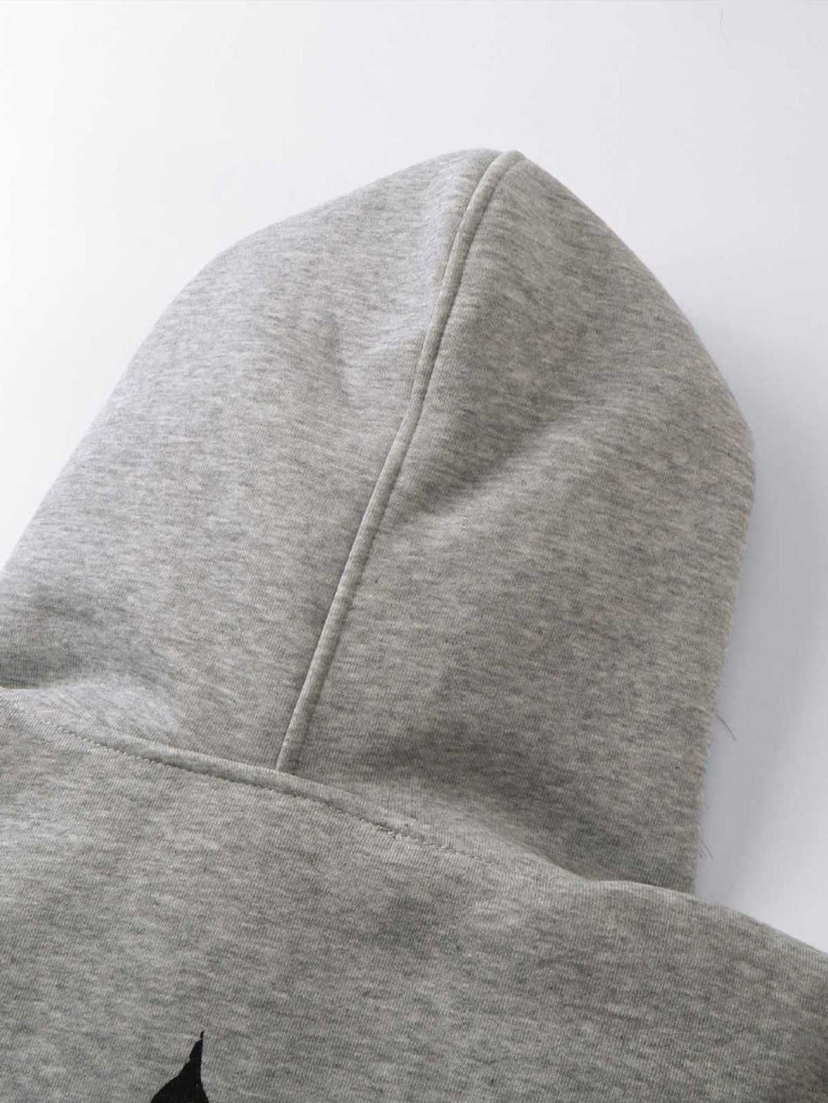 Boxy Faux Fur Collar Comic Character Print Zipper Hoodie