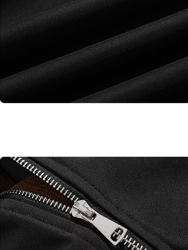 Relax Fit Contrast Corduroy Bomber Jacket With Detachable Hood